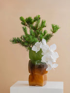 Modern Stacked Glass Vase - Green to Amber Gradient, Handcrafted Geometric Home Decor, Luxury Centerpiece for Living Room & Wedding