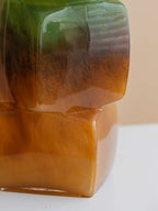 Modern Stacked Glass Vase - Green to Amber Gradient, Handcrafted Geometric Home Decor, Luxury Centerpiece for Living Room & Wedding