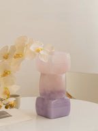 Modern Stacked Glass Vase - Purple to Pink Gradient, Handcrafted Geometric Home Decor, Luxury Centerpiece for Living Room & Wedding