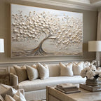 3D Textured Tree Painting, Brown Beige Abstract Art on Canvas, Brown Tree Minimalist Art, Modern Textured wall art, Neutral wall painting