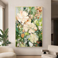 Original Flower Painting on Canvas 3D Textured Wall Art Neutral Tone Custom Wall Art Floral Painting Modern Art Fancy Living Room Wall Decor