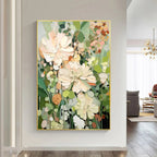 Original Flower Painting on Canvas 3D Textured Wall Art Neutral Tone Custom Wall Art Floral Painting Modern Art Fancy Living Room Wall Decor