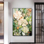 Original Flower Painting on Canvas 3D Textured Wall Art Neutral Tone Custom Wall Art Floral Painting Modern Art Fancy Living Room Wall Decor