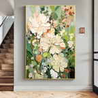 Original Flower Painting on Canvas 3D Textured Wall Art Neutral Tone Custom Wall Art Floral Painting Modern Art Fancy Living Room Wall Decor