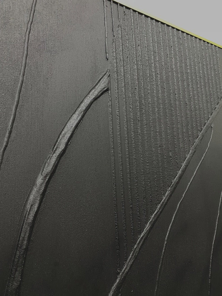 Large Black Minimalist Wall Art , Black 3D Texture Painting , Black Modern Simple Abstract Painting , Black Minimalist Art , Black 3D Art