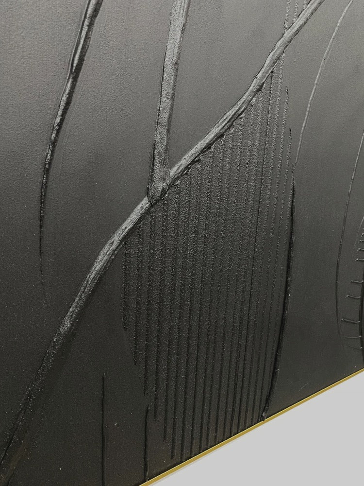 Large Black Minimalist Wall Art , Black 3D Texture Painting , Black Modern Simple Abstract Painting , Black Minimalist Art , Black 3D Art