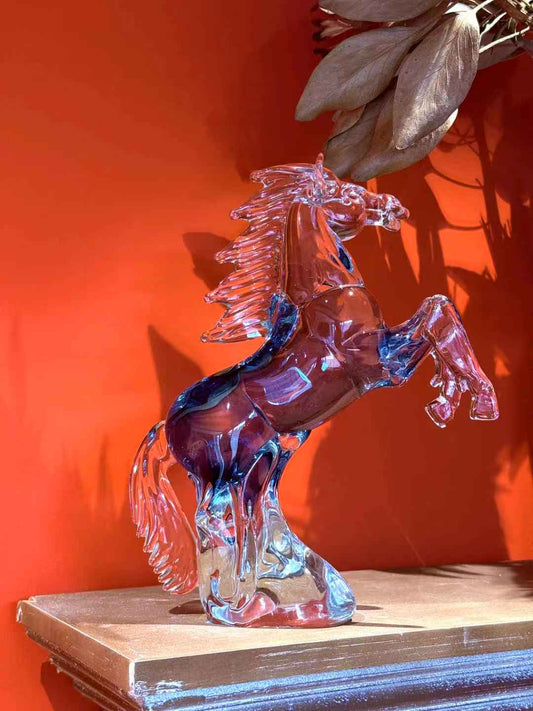 Handmade Blown Glass Art Horse Figurine Animal Steed Figurine
