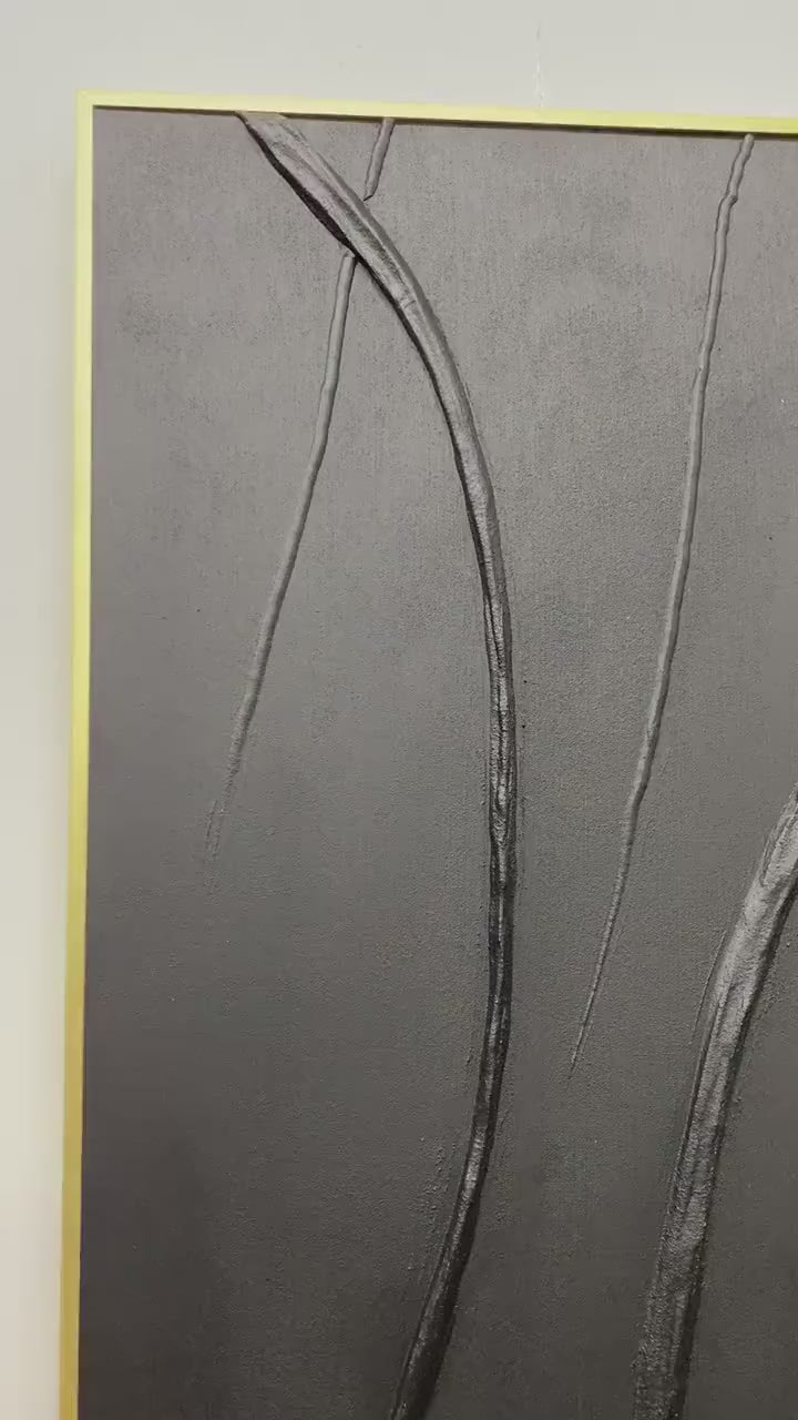 Large Black Minimalist Wall Art , Black 3D Texture Painting , Black Modern Simple Abstract Painting , Black Minimalist Art , Black 3D Art