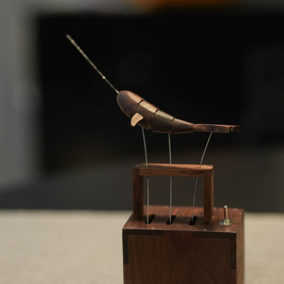 Artisan Wooden Whale Narwhale Automaton