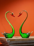 Eternal Love Swans Pair - Handblown Glass Sculpture