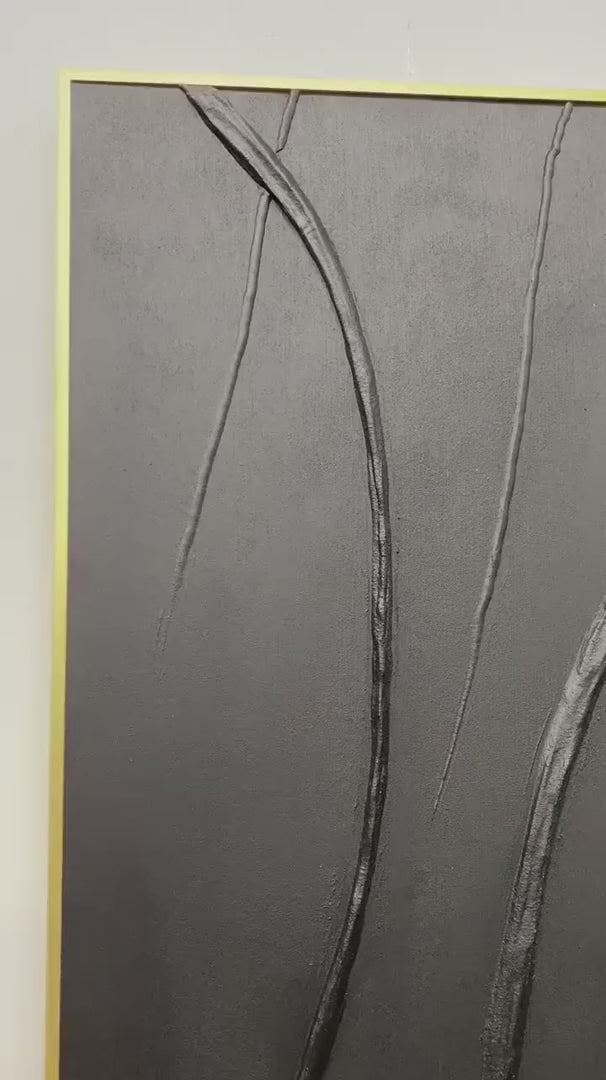 Large Black Minimalist Wall Art , Black 3D Texture Painting , Black Modern Simple Abstract Painting , Black Minimalist Art , Black 3D Art